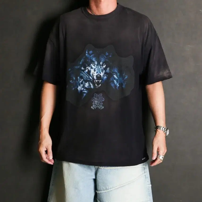 [BUNJANG] Kamiya Wolf Distressed Oversized T-Shirt XL / [XL] 카미야 KAMIYA 울프 디스트레스드 오버핏 반팔