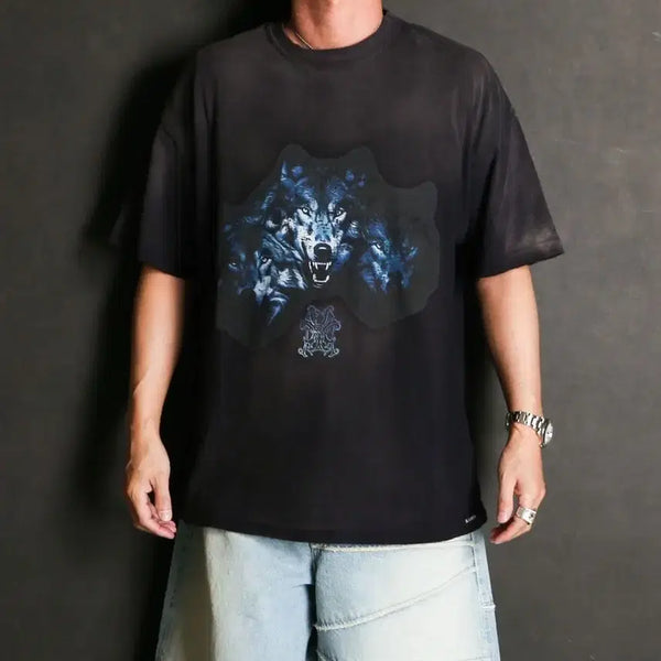 [BUNJANG] Kamiya Wolf Distressed Oversized T-Shirt XL / [XL] 카미야 KAMIYA 울프 디스트레스드 오버핏 반팔