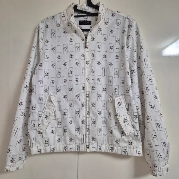[BUNJANG] Munsingwear White Pattern Golf Windbreaker Zip-up Jacket Jumper M / 먼싱웨어 골프 화이트 패턴 바람막이 집업자켓 점퍼 M