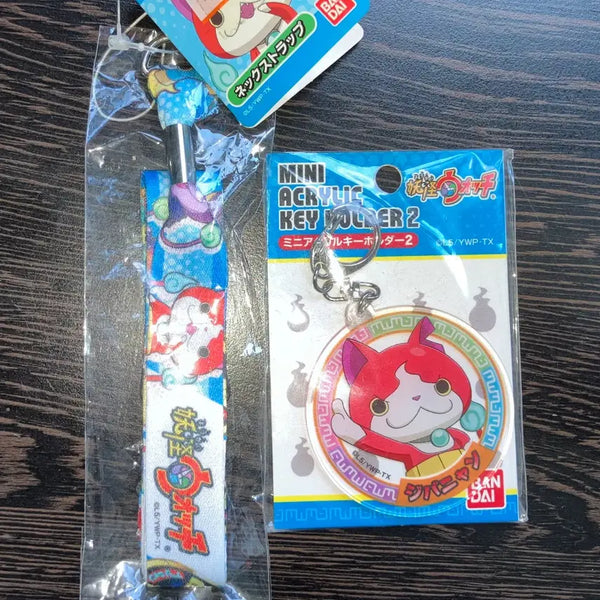 [BUNJANG] Yo-kai Watch Jibanyan Acrylic Keyring & Neck Strap Bundle / 급처) 요괴워치 지바냥 아크릴 키링 넥스트랩 일괄