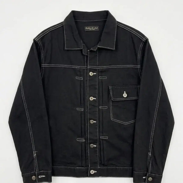 [BUNJANG] Ribbon & Audi Stitch Black Denim Jacket L / 남성L/ 리본앤아우디 스티치 흑청 데님 자켓 1