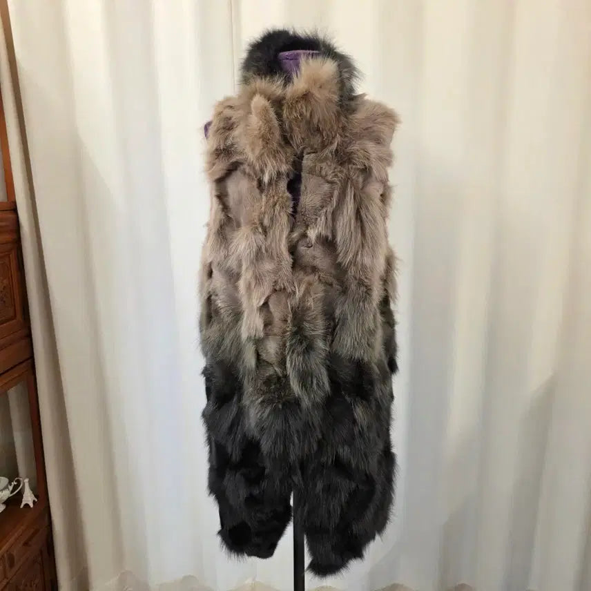 [BUNJANG] VALENCIA 100% Natural Fox Fur Long Vest / 바렌시아 천연 여우털 100% 퍼 베스트