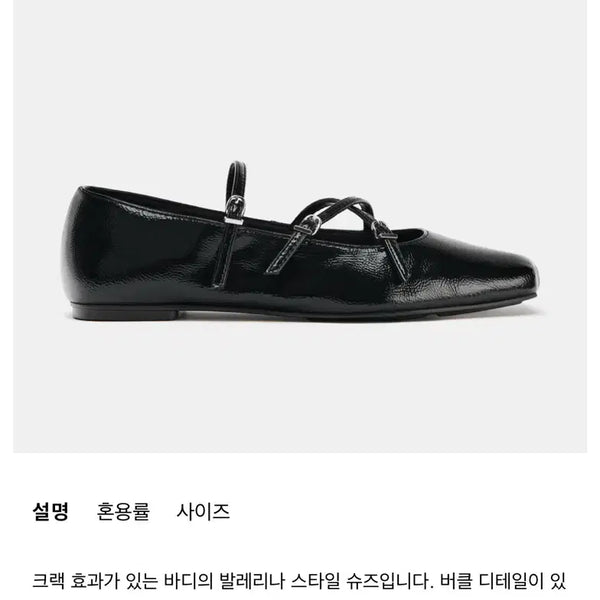 [BUNJANG] Zara Cracked Effect Strap Ballerina Shoes EU 39 / ZARA 자라 크랙 효과 스트랩 발레리나 슈즈 EU 39 (250-255)