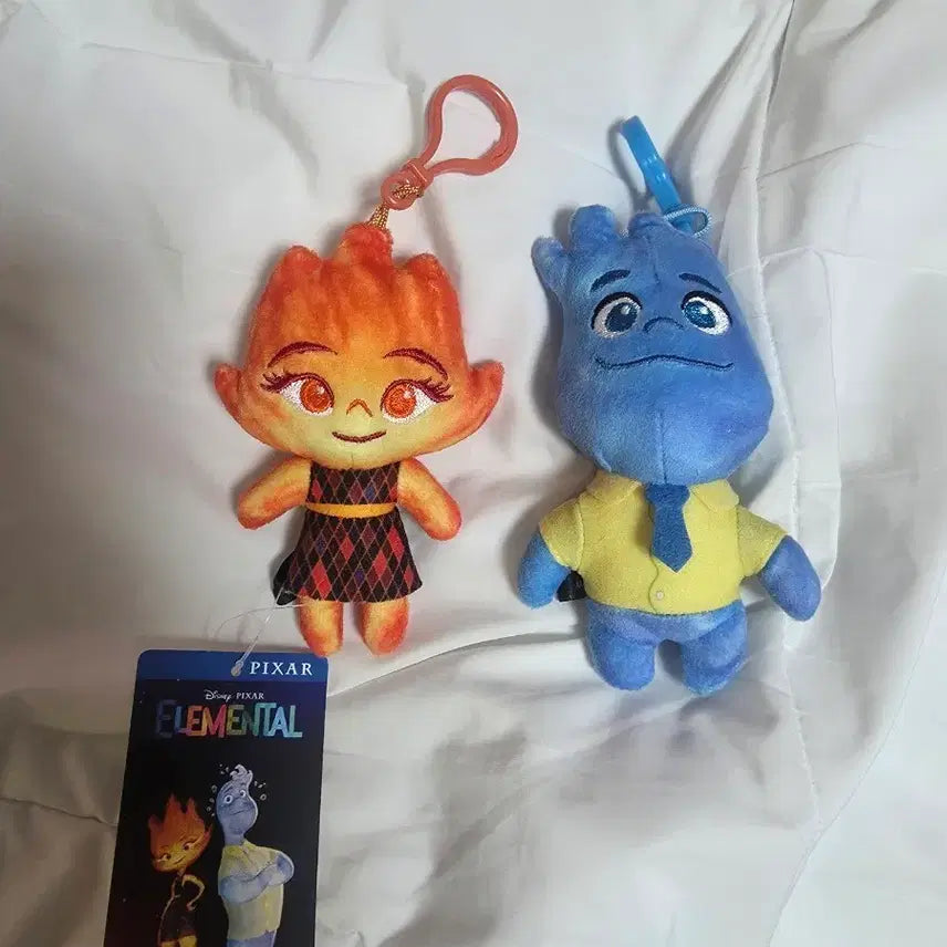 [BUNJANG] Disney Pixar Elemental Ember & Wade Plush Keychain Set / 디즈니 픽사 엘리멘탈 앰버 웨이드 인형 키링