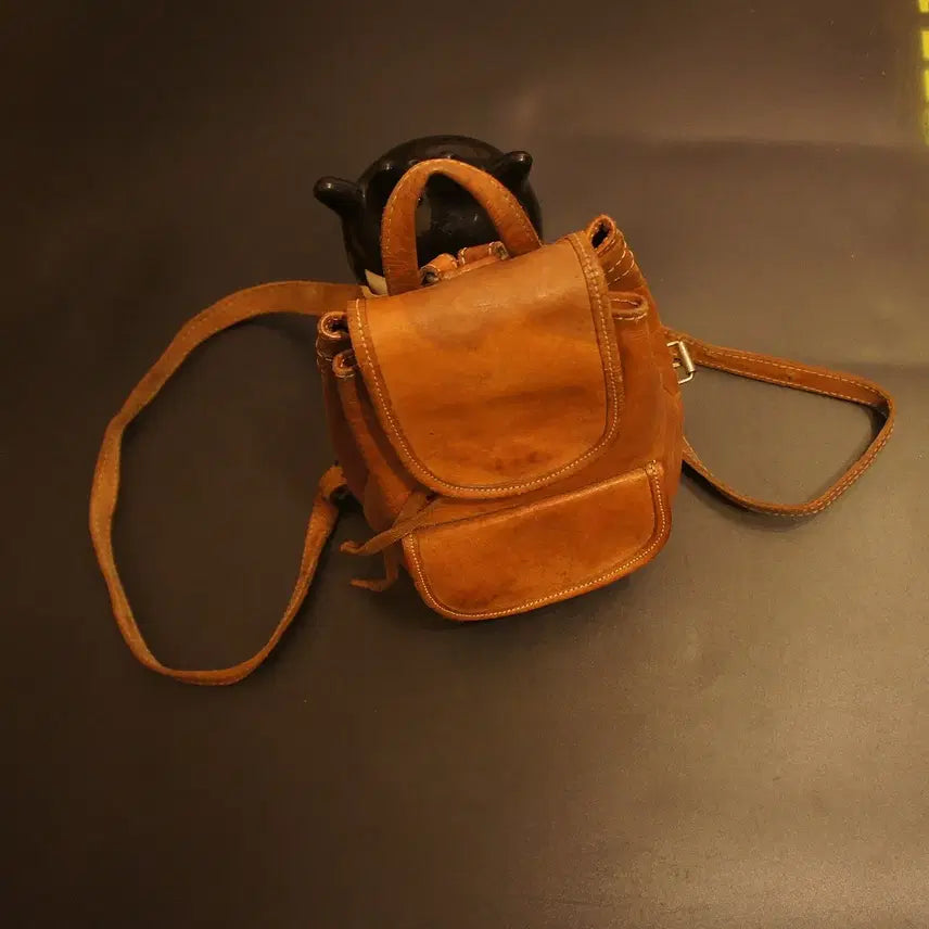 [BUNJANG] Vintage Genuine Leather Mini Backpack / Q6993 여성백팩 여자가죽배낭 미니가방 미니백 가죽백 가죽가방 빈티지가방