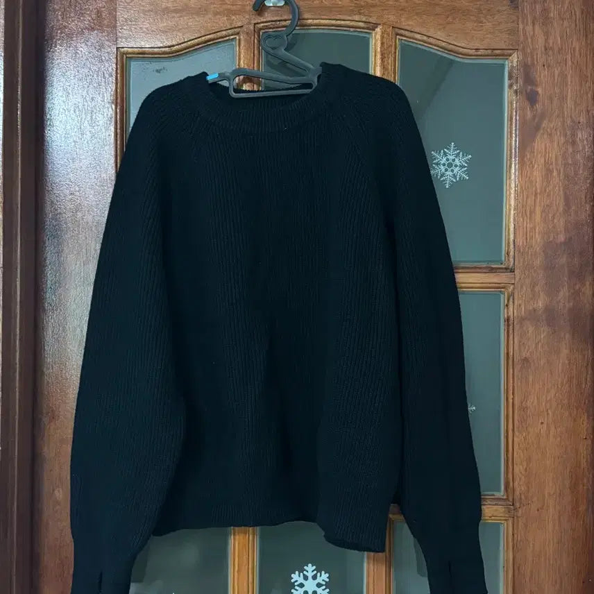 [BUNJANG] Outstanding Black Ribbed Long Sleeve Knit / 아웃스탠딩 블랙 골지 긴팔 니트