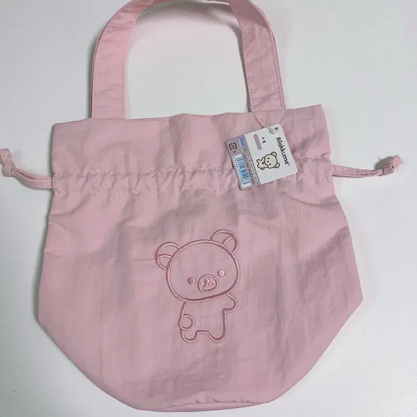 [BUNJANG] Rilakkuma Pouch Mini Bag Pink Drawstring New / 리락쿠마 파우치 핑크 복조리 신상 조이개 미니 가방 미니백