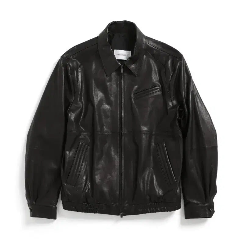 [BUNJANG] HAECHING ROOM Stitch Volume Leather Jacket Black / 4) 해칭룸 스티치 볼륨 레더자켓 블랙