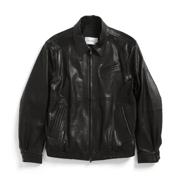 [BUNJANG] HAECHING ROOM Stitch Volume Leather Jacket Black / 4) 해칭룸 스티치 볼륨 레더자켓 블랙
