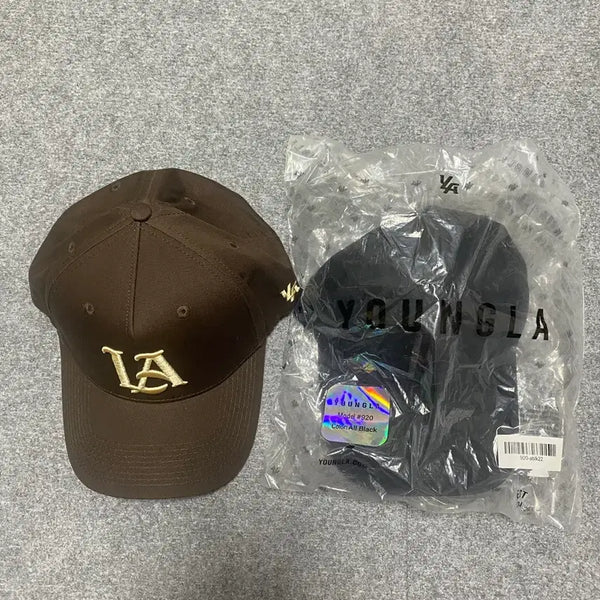 [BUNJANG] YOUNGLA LA Embroidered Snapback Hat (Brown/Black) / 미국 스트릿 브랜드 YOUNGLA LA 자수 스냅백 모자 브라운 블랙2종