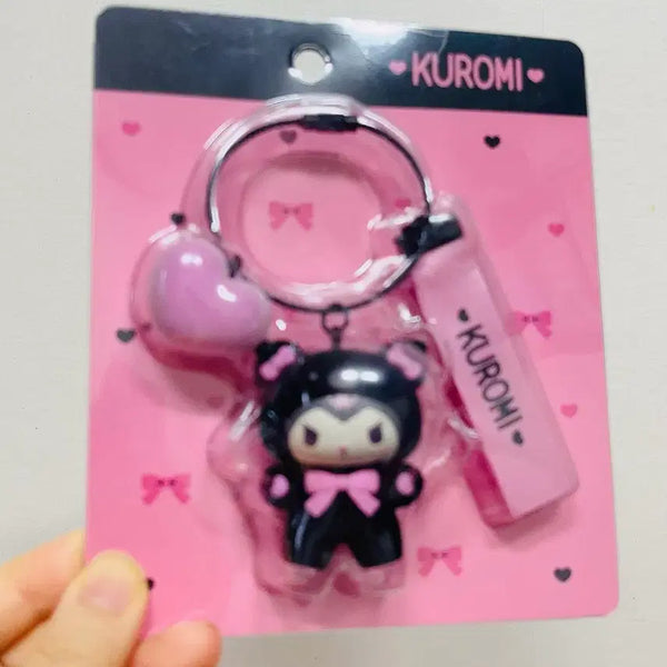 [BUNJANG] Kuromi Heart Charm Keychain / 주말할인) 쿠로미 키링 블랙 핑크 하트