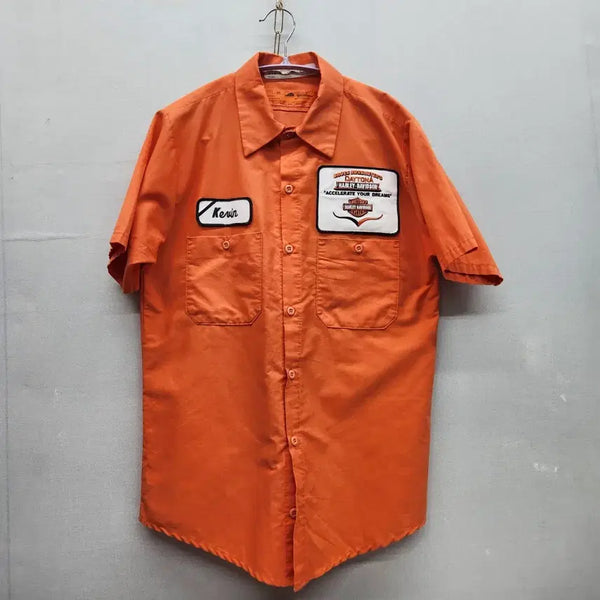 [BUNJANG] Redcap x Harley-Davidson Logo Patch Work Shirt (L/M) / 레드캡 x 할리데이비슨 로고패치 워크셔츠 L(M) 남여공용