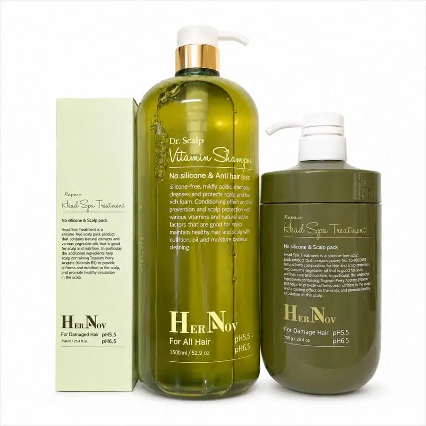 [BUNJANG] Ernov Dr. Scalp Vitamin Shampoo + Head Spa Set / 에르노브 닥터스켈프 비타민 샴푸 + 헤드스파 대용량 세트