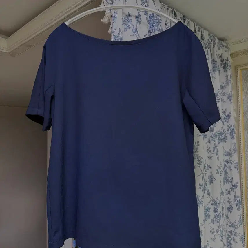 [BUNJANG] NAIN Navy Short Sleeve Blouse / 나인 네이비 반팔 블라우스