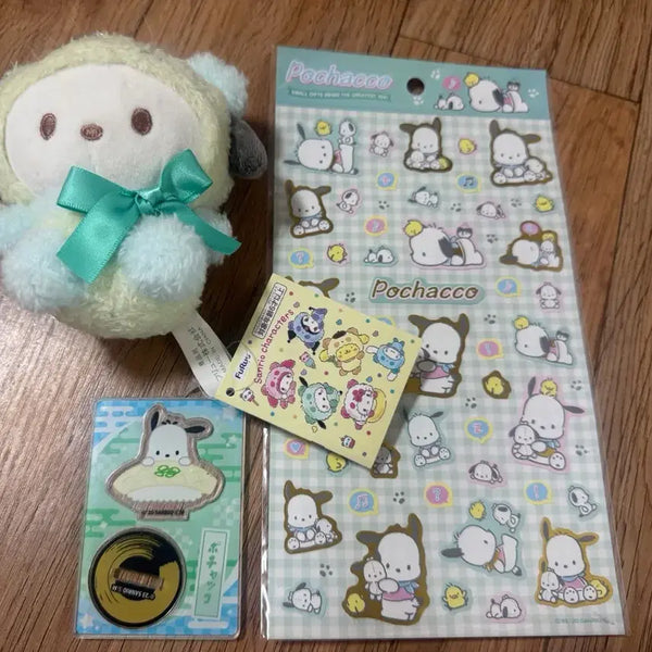 [BUNJANG] Sanrio Pochacco Doll & Sticker Bundle Set / 산리오 포차코 인형 스티커일괄