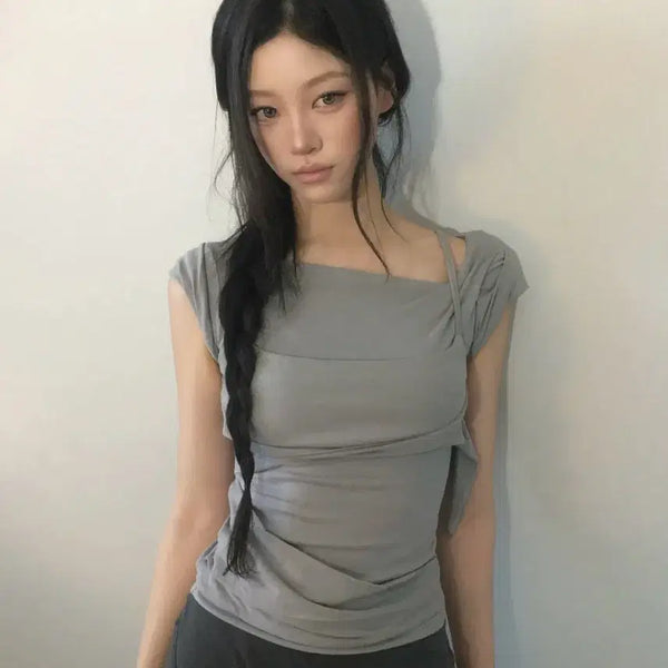 [BUNJANG] Layered Bustier T-Shirt / Layered Bustier T-Shirt