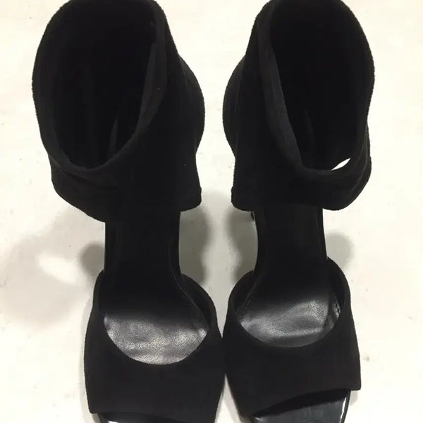 [BUNJANG] Steve Madden Black Suede Open-Toe Ankle Cuff Sandals / 스티브매든 블랙 스웨이드 힐 230