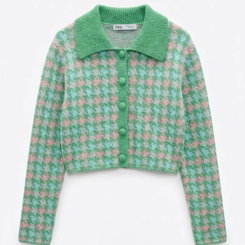 [BUNJANG] Zara Check Pattern Cropped Cardigan Women's M / 여성M/ 자라 체크 패턴 크롭 가디건 1