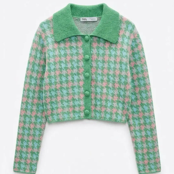 [BUNJANG] Zara Check Pattern Cropped Cardigan Women's M / 여성M/ 자라 체크 패턴 크롭 가디건 1