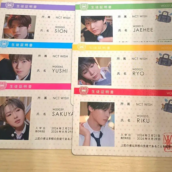 [BUNJANG] NCT WISH Japan Gakuran Student ID Bundle Set / 엔시티위시 일본 가쿠란 전달회 학생증 6장 일괄양도