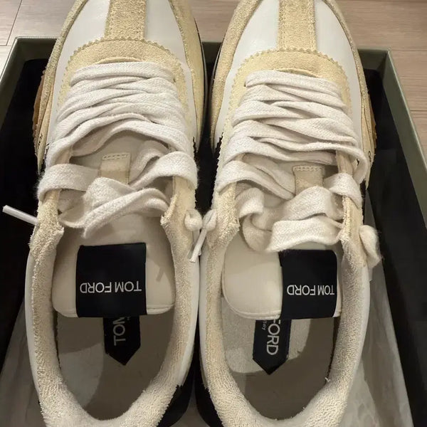 [BUNJANG] Tom Ford James Sneakers White/Black/Beige / 톰포드 제임스 스니커즈 화이트/블랙/베이지 8.5(260~265mm)