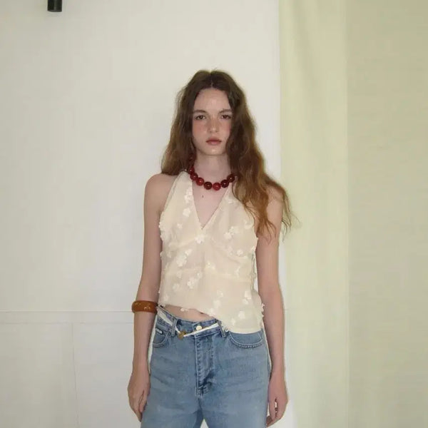 [BUNJANG] Apparel Archive Flower Halter Top / 어패럴아카이브 플라워 홀터탑