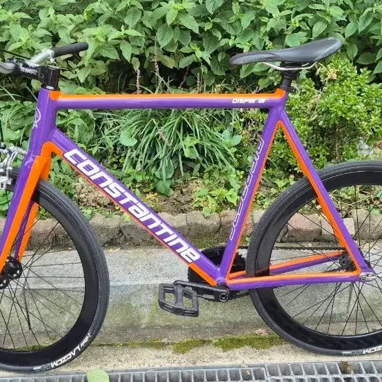 [BUNJANG] 2017 Constantine Disparar Track Frame Bicycle (Size S, Purple/Orange) / 콘스탄틴 디스페랄 픽시 자전거 S사이즈 완차 (2017년식 / 톰슨 스템)