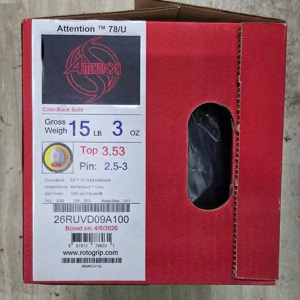 [BUNJANG] Lotto Grip Attention 78/U Black Solid Urethane Bowling Ball (15lb) / (새상품) 로또그립 어텐션 78/U 블랙 솔리드 우레탄 15파운드
