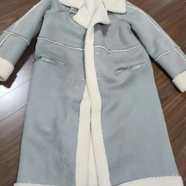 [BUNJANG] Light Gray Mustang Coat / 무스탕 코트 라이트 그레이