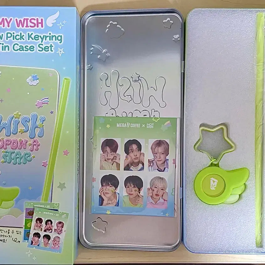 [BUNJANG] NCT WISH My Wish Straw Pick Keyring & Tin Case Set / 메가커피X엔시티위시 마이위시 스트로우픽 키링&틴케이스 세트 새상품 원가이하양도