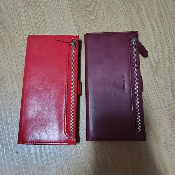 [BUNJANG] Genuine Leather Long Wallet & Phone Case / 체리레드/와인색 가죽 장지갑 폰케이스