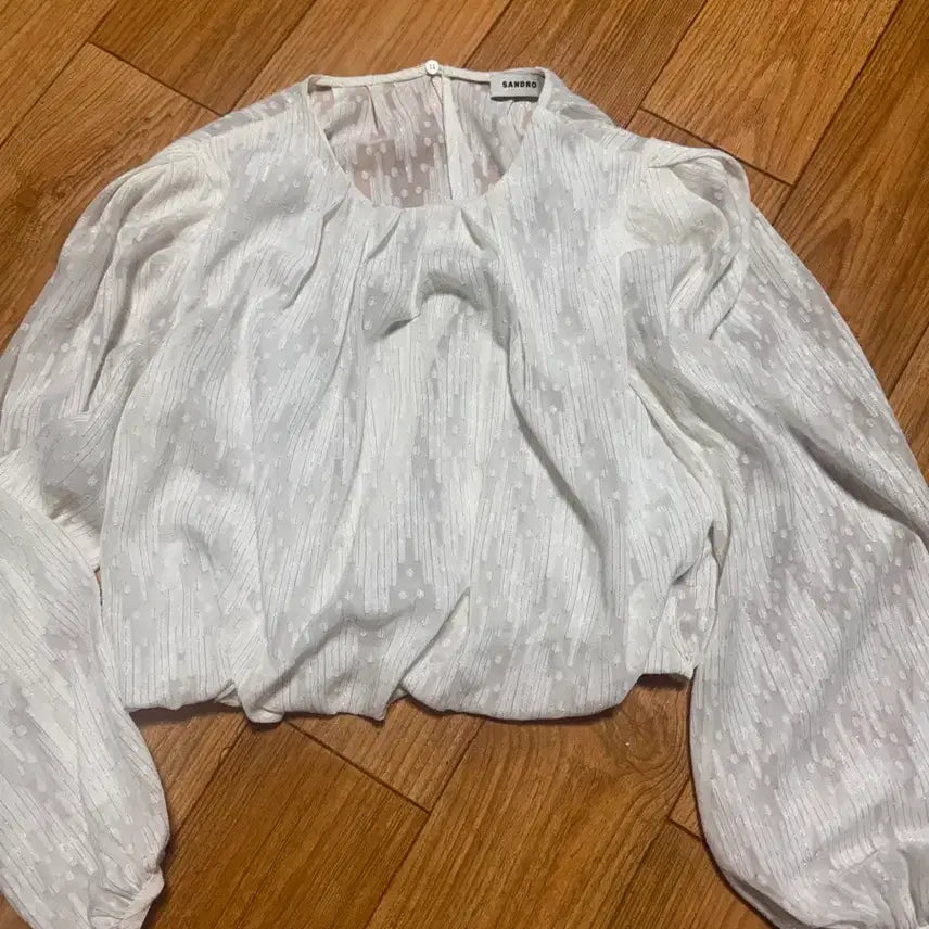 [BUNJANG] Sandro Shirred Puff Sleeve Blouse - White / 산드로 블라우스 화이트