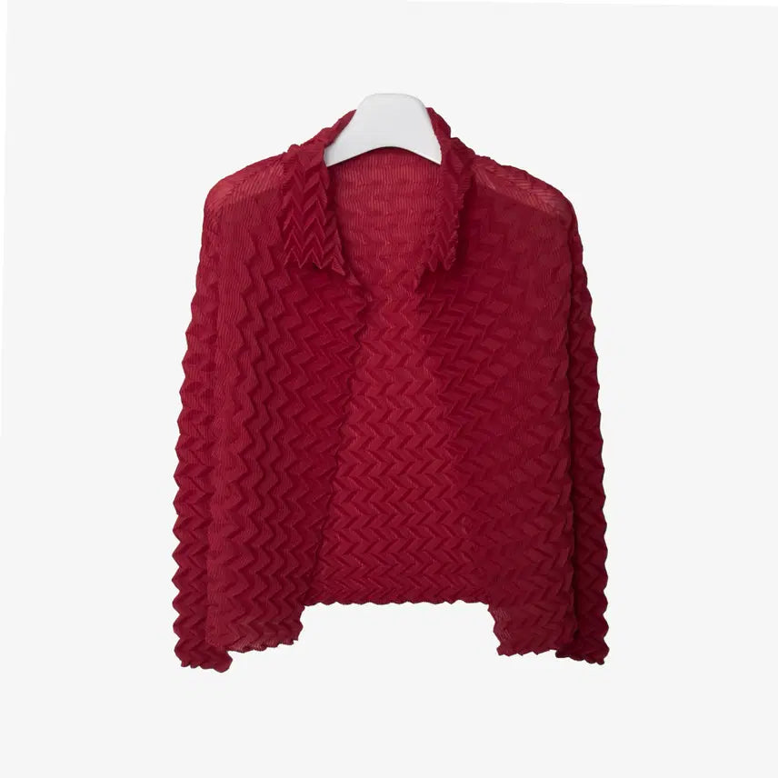 [BUNJANG] Issey Miyake 3D Texture Pleats Jacket Red Size 2 / [2] 이세이미야케 3D 텍스처 플리츠 자켓 레드 2COIAKD1