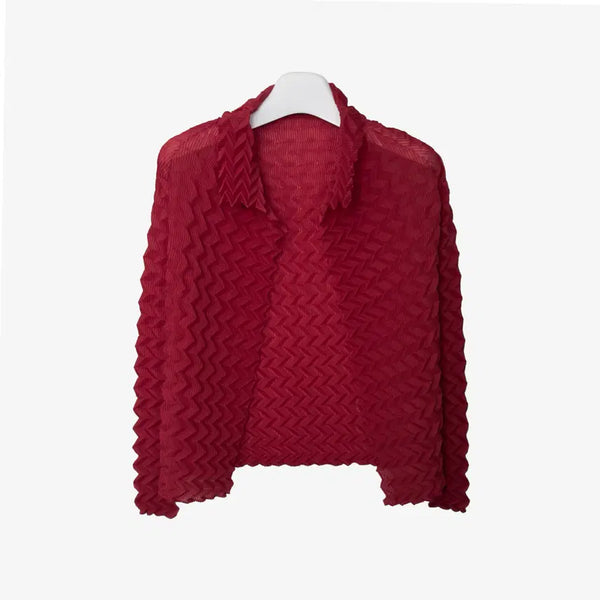 [BUNJANG] Issey Miyake 3D Texture Pleats Jacket Red Size 2 / [2] 이세이미야케 3D 텍스처 플리츠 자켓 레드 2COIAKD1