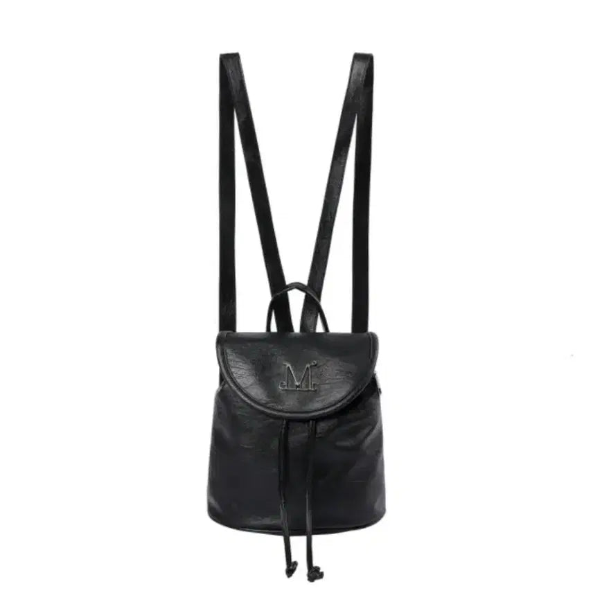 [BUNJANG] Mousent Metal Logo Leather Mini Backpack Black / 무센트 메탈 로고 레더 미니 백팩