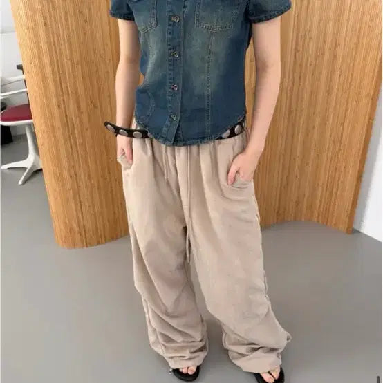 [BUNJANG] Beige Cargo String Pants / 베이지 카고 스트링 팬트