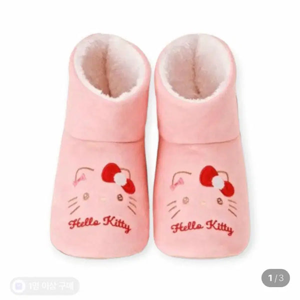 [BUNJANG] Hello Kitty Pink Winter Slippers / 헬로키티 제일복권 핑크색 겨울 실내화