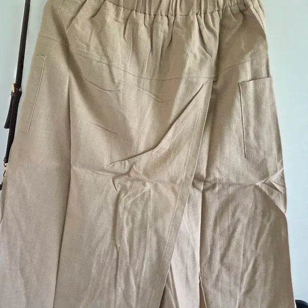 [BUNJANG] Beige Linen Wrap Long Skirt / 베이지색 랩 스커트