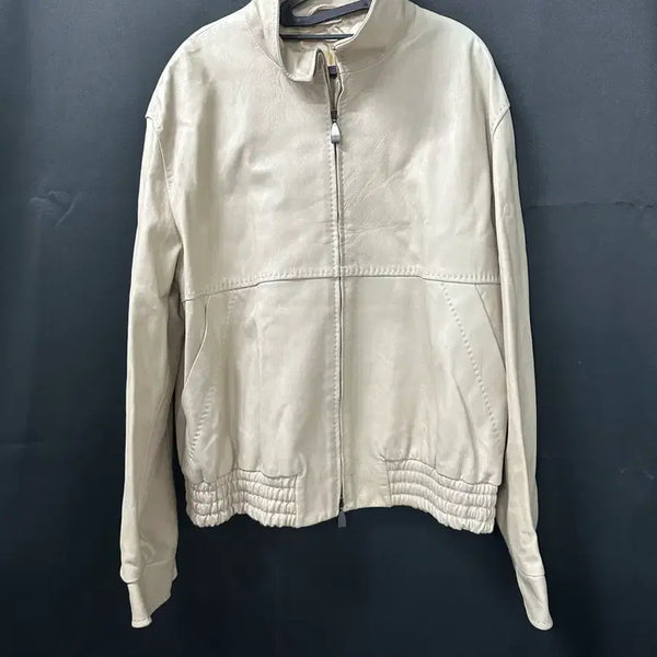 [BUNJANG] Max Mara Real Leather Jacket Beige / 막스마라 이태리 베이지 리얼 레더 자켓