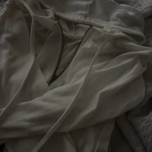 [BUNJANG] Lightweight White Zip-Up Hoodie / 화이트 집업 얋은 후드티