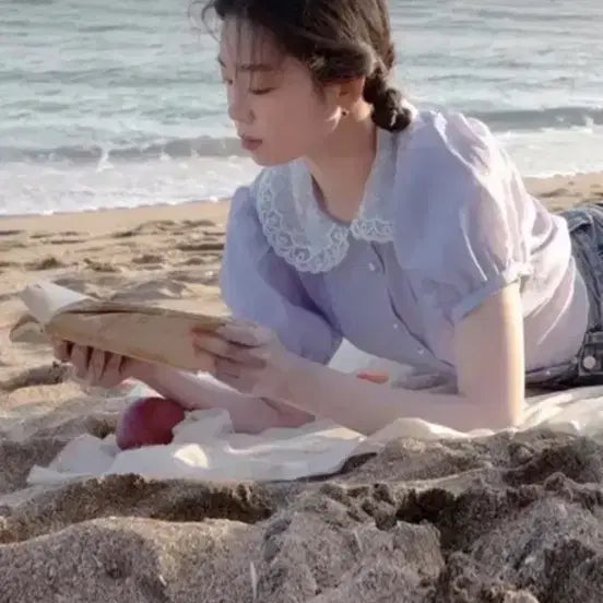 [BUNJANG] Floeum Hazel Short-Sleeve Blouse / 플로움 헤이즐 반팔 블라우스