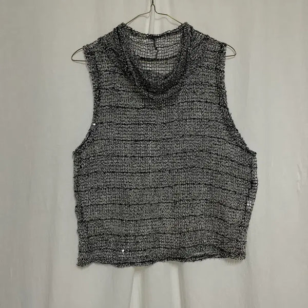 [BUNJANG] Sequin Cowl Neck Sleeveless Top / 스팽글 카울넥 슬리브리스 탑