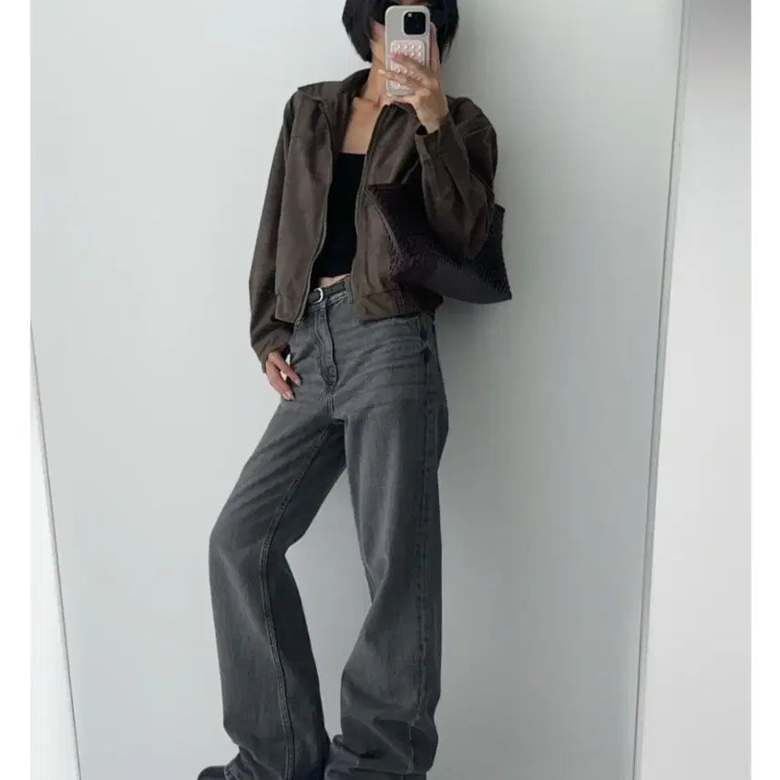 [BUNJANG] Suede Jacket (New) - Black, Free Size / 스웨이드 자켓(새상품)팔로우특가(블랙)