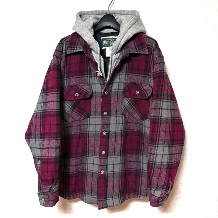 [BUNJANG] Field & Stream Flannel Hooded Jacket Oversized Fit / [L,100]필드앤스트림 플란넬 셔츠 후드 자켓 오버핏