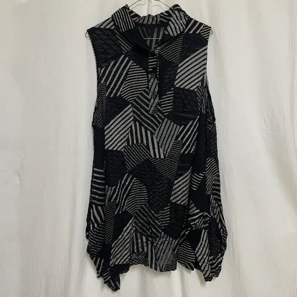[BUNJANG] Sheer Geometric Pattern Blouse / 시어 기하학 패턴 셔츠 블라우스