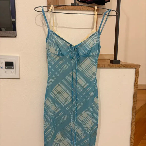 [BUNJANG] Blue Lemonade Gingham Dress / 블루레몬에이드 체크깅엄 원피스