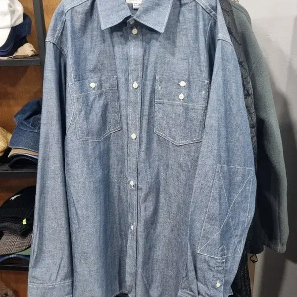 [BUNJANG] Namur Clothing Chambray Shirt / ((네이머 클로딩)) 가을 샴브레이 청남방 110~115적당 (표기xL)