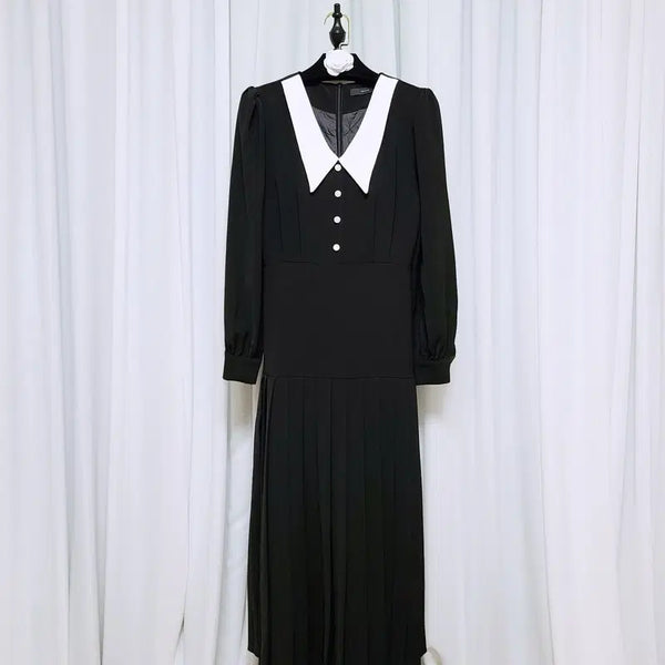 [BUNJANG] Benito Colorblock Collar Dress / 베니토 배색 카라 원피스