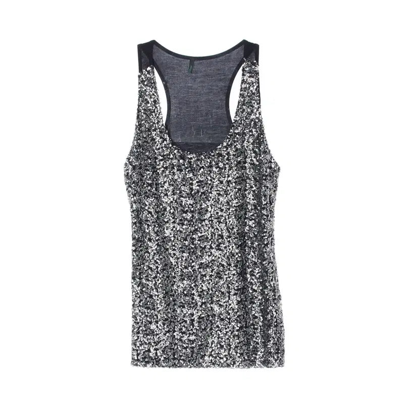 [BUNJANG] Benetton Sequin Sleeveless Top Women's M / 베네통 스팽글 민소매 티/여성M/TTLAZW2014