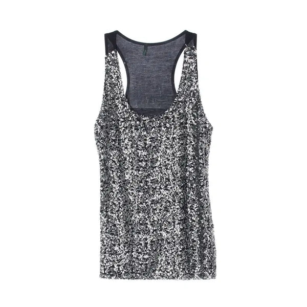 [BUNJANG] Benetton Sequin Sleeveless Top Women's M / 베네통 스팽글 민소매 티/여성M/TTLAZW2014